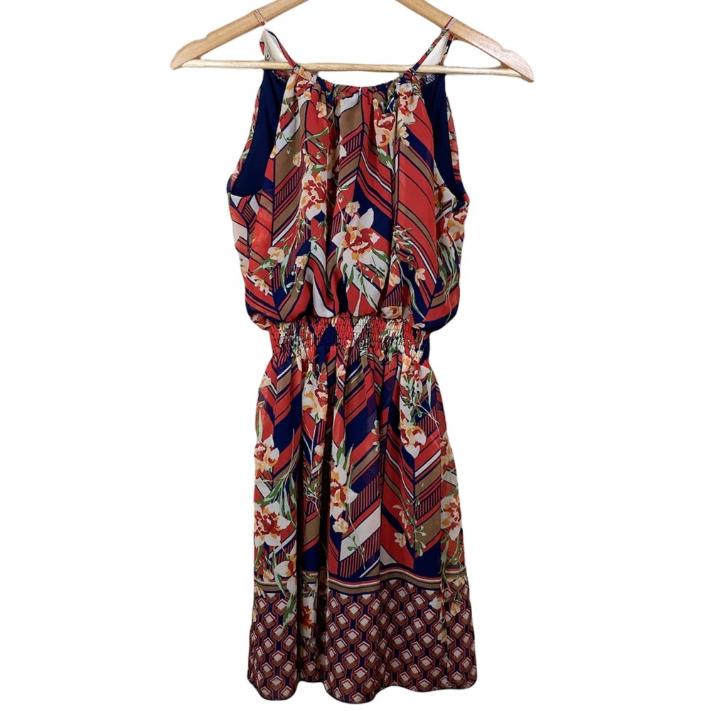 Sweet Storm Floral Striped Sleeveless Dress Womens Size Small NWT